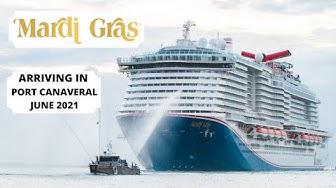 'Video thumbnail for Carnival Mardi Gras Sailing into Port Canaveral for the First Time'